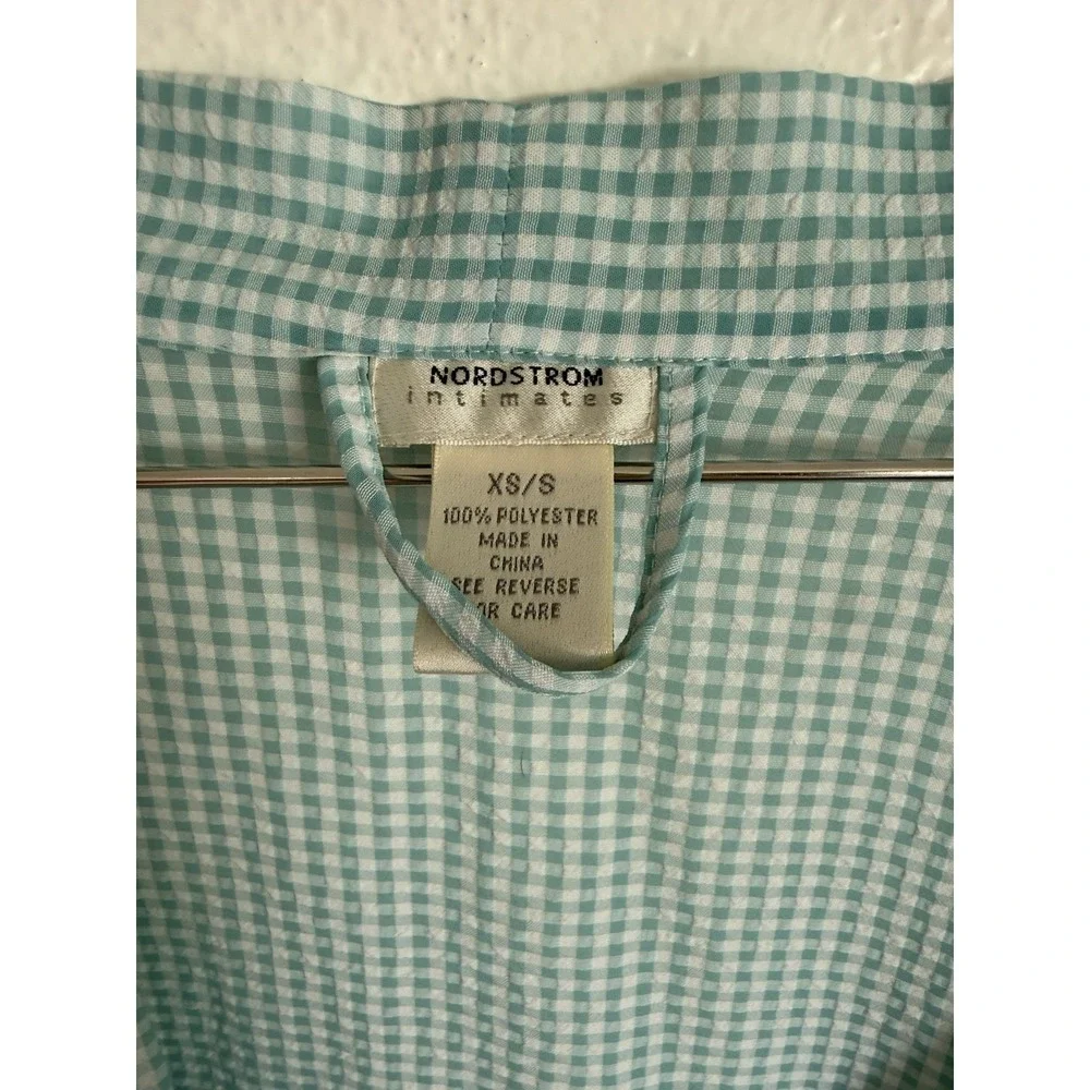Vintage Nordstrom Intimates Size XS Slip Nightgown And Robe Set Blue Gingham